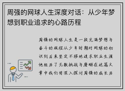 周强的网球人生深度对话：从少年梦想到职业追求的心路历程